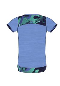 DOMYOS - Koszulka z krótkim rękawem dziecięca Domyos 2 w 1. Kolor: niebieski. Materiał: bawełna, materiał, poliester. Długość rękawa: krótki rękaw. Długość: krótkie