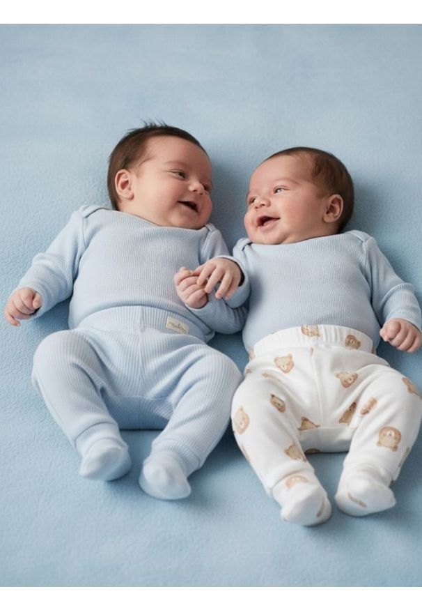 Sinsay - Bawełniane legginsy 2 pack - błękitny. Kolor: niebieski. Materiał: bawełna