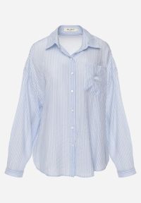 Renee - Niebieska Koszula Oversize z Tencelu w Paski z Haftowanym Wzorem Tidore. Okazja: na co dzień. Kolor: niebieski. Materiał: poliester, jeans, materiał. Wzór: haft, paski. Styl: casual, elegancki #7