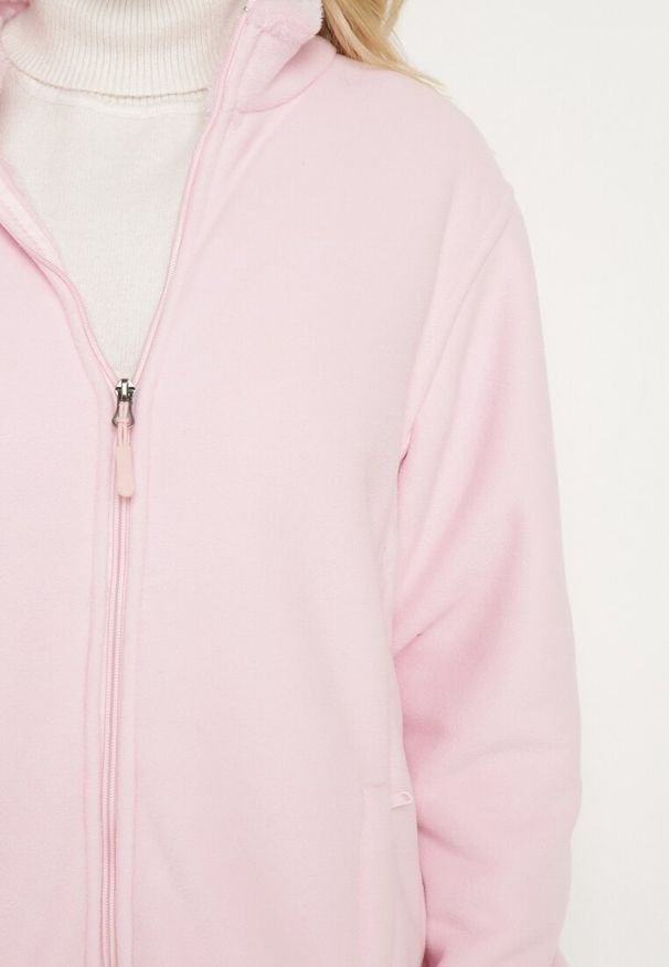 Born2be - Jasnoróżowy Klasyczny Polar ze Ściągaczami przy Rękawach Paradi. Okazja: na co dzień, do pracy. Kolor: różowy. Materiał: polar. Długość rękawa: długi rękaw. Długość: długie. Styl: klasyczny