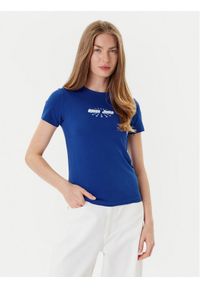 Guess Jeans T-Shirt W5YI04 J1314 Niebieski Slim Fit. Kolor: niebieski. Materiał: bawełna