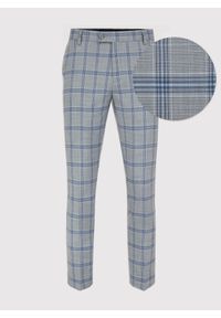 Pako Lorente - PAKO LORENTE – Szare spodnie garniturowe w niebiesko-białą kratę. Kolor: szary, biały, niebieski, wielokolorowy. Materiał: poliester, elastan, wiskoza #5