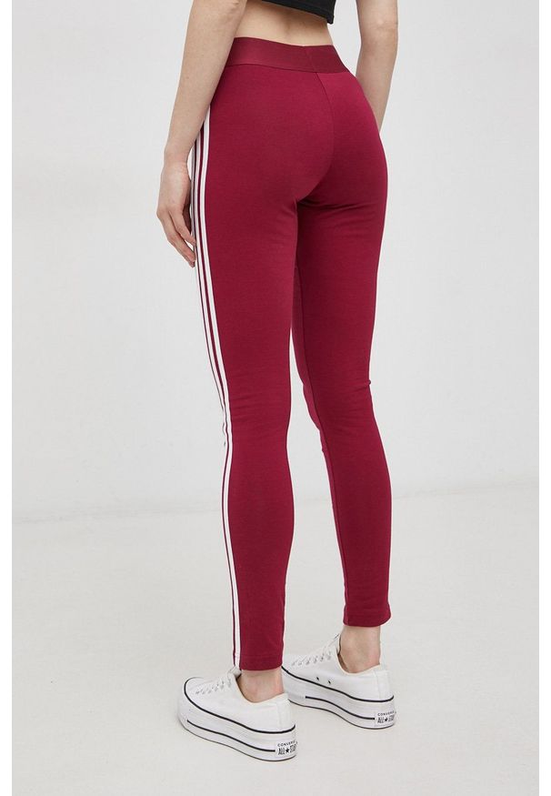 Adidas - adidas Legginsy damskie kolor różowy gładkie. Kolor: różowy. Materiał: bawełna, dzianina. Wzór: gładki