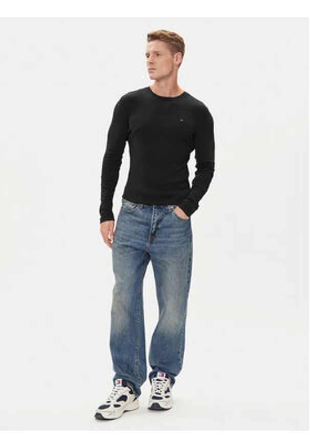 Tommy Jeans Longsleeve DM0DM04409 Czarny Slim Fit. Kolor: czarny. Materiał: bawełna. Długość rękawa: długi rękaw