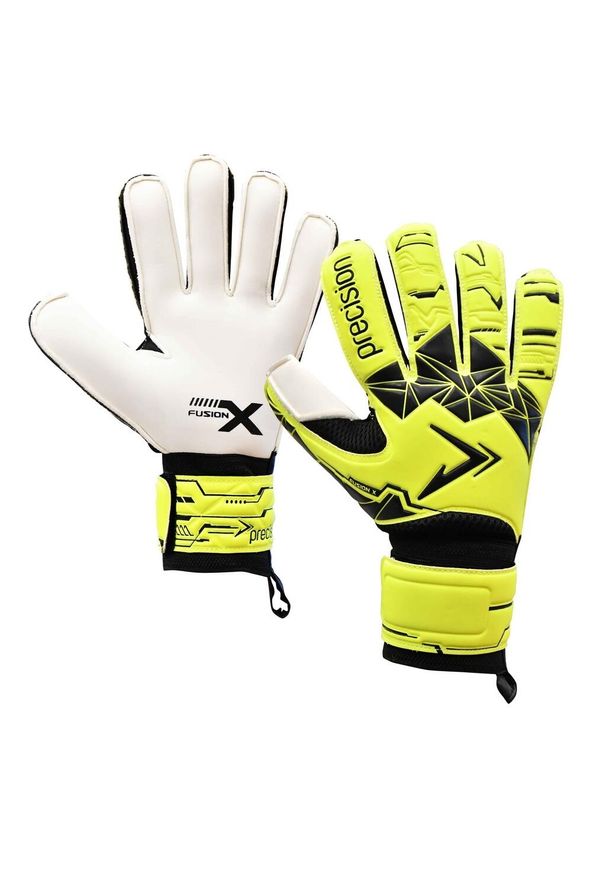 Dziecięce rękawice bramkarskie Precision Fusion X Flat Cut Essential. Kolor: czarny, wielokolorowy, żółty. Sport: piłka nożna