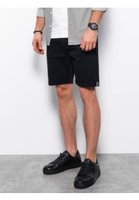 Ombre Clothing - Spodenki męskie chino - czarne V12 - Rozmiar: XXL. Kolor: czarny. Materiał: elastan, bawełna. Długość: krótkie. Sezon: lato #4