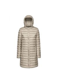 Damska kurtka z kapturem zapinana na zamek Geox Jaysen. Typ kołnierza: kaptur. Kolor: beżowy, biały, wielokolorowy. Materiał: puch #1
