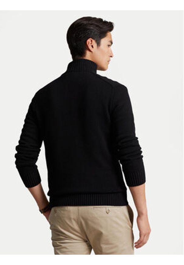 Polo Ralph Lauren Sweter 710859939003 Czarny Regular Fit. Typ kołnierza: polo. Kolor: czarny. Materiał: bawełna