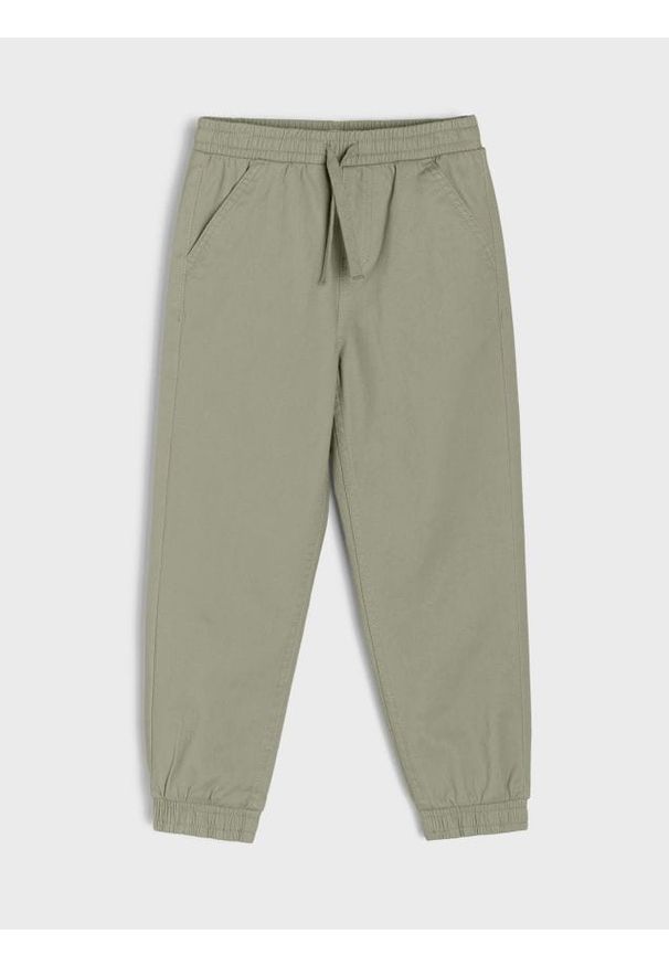 Sinsay - Spodnie joggery slim z twillu o miękkim wykończeniu - zielony. Kolor: zielony