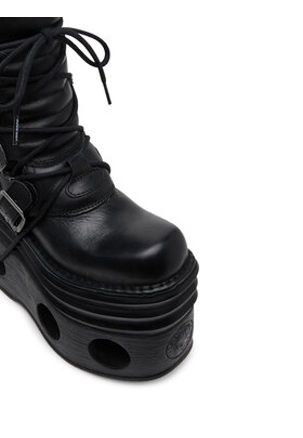 NEW ROCK Botki M-373-C446 Czarny. Kolor: czarny. Materiał: skóra. Styl: rockowy