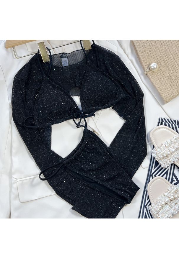 Intica - Dwuczęściowy strój kąpielowy z topem na plażę lub basen Morfydd. Kolor: czarny. Materiał: materiał