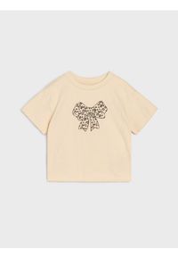 Sinsay - Koszulka z nadrukiem kokardy - kremowy. Typ kołnierza: kokarda. Kolor: kremowy. Wzór: nadruk #1