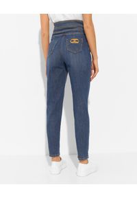 Elisabetta Franchi - ELISABETTA FRANCHI - Granatowe jeansy z wysokim stanem. Stan: podwyższony. Kolor: niebieski. Wzór: haft #3