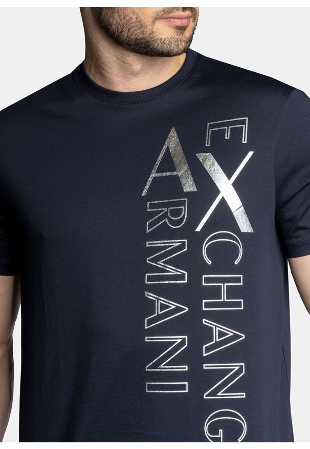 Koszulka męska granatowa Armani Exchange 3LZTNA ZJ9AZ 05FB. Kolor: niebieski