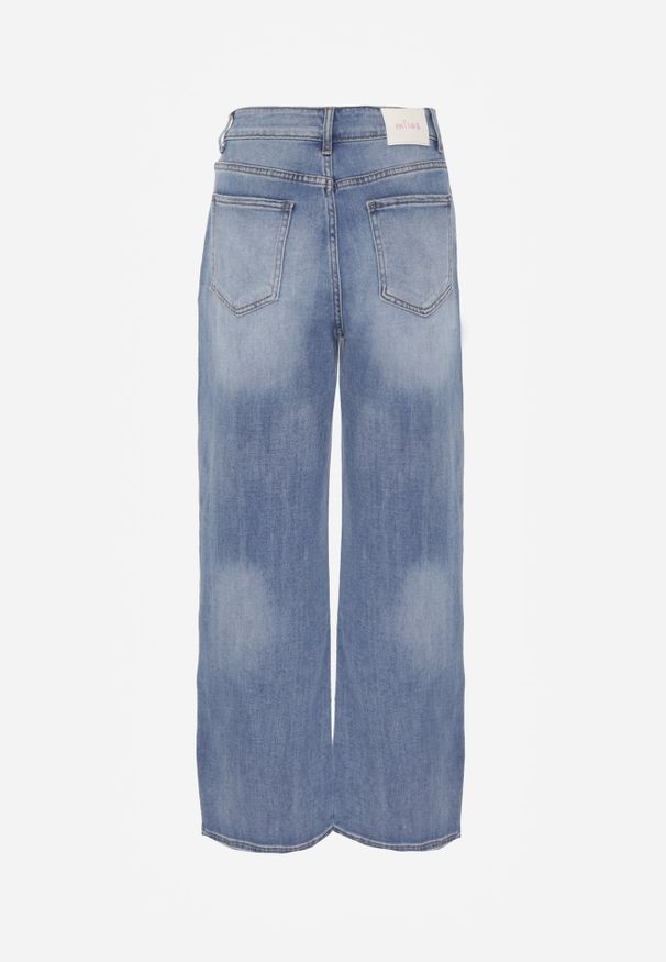 Renee - Niebieskie Jeansy High Waist Wide Leg z Bawełną i Domieszką Wiskozy Hirei. Stan: podwyższony. Kolor: niebieski