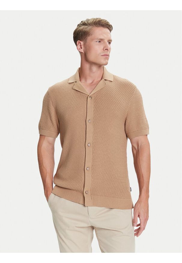 BOSS Kardigan C-Iconico 50543163 Beżowy Regular Fit. Kolor: beżowy. Materiał: bawełna