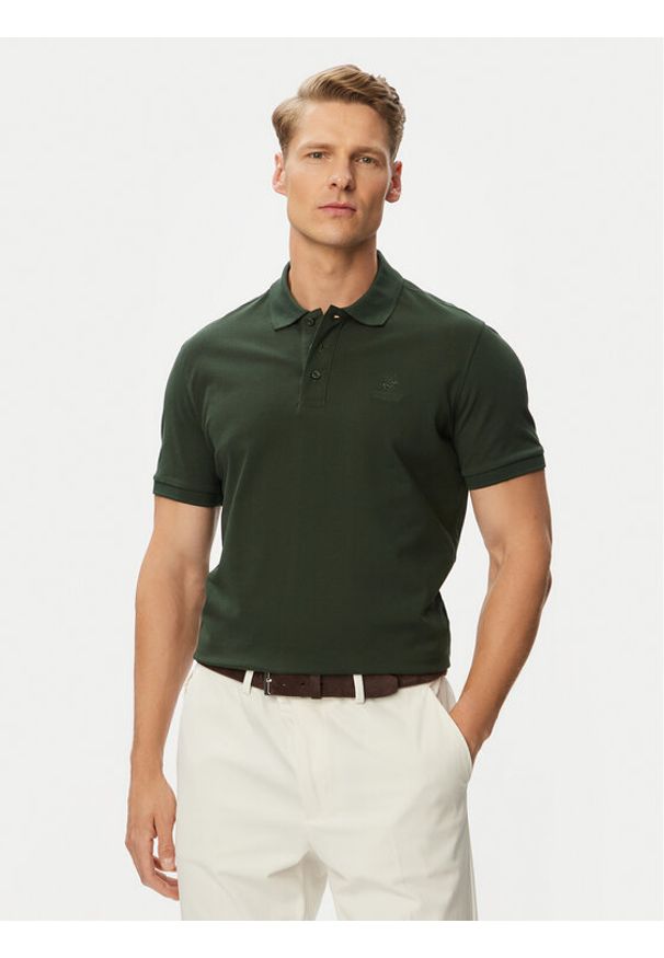 Beverly Hills Polo Club Polo P-SS26M-P42560 Zielony ciemny Regular Fit. Typ kołnierza: polo. Kolor: zielony. Materiał: bawełna