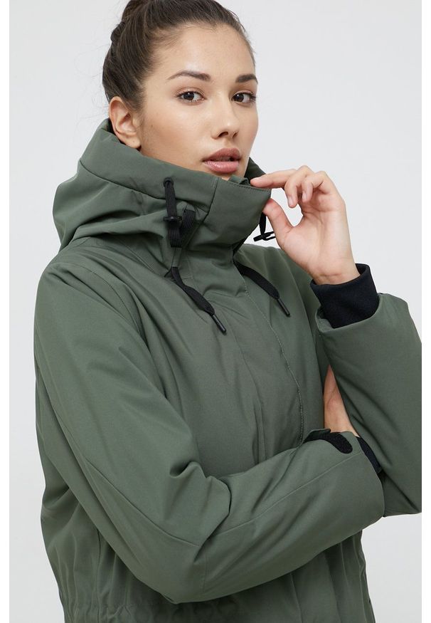 Peak Performance Kurtka kolor zielony zimowa oversize. Typ kołnierza: kaptur. Kolor: zielony. Materiał: materiał. Sezon: zima