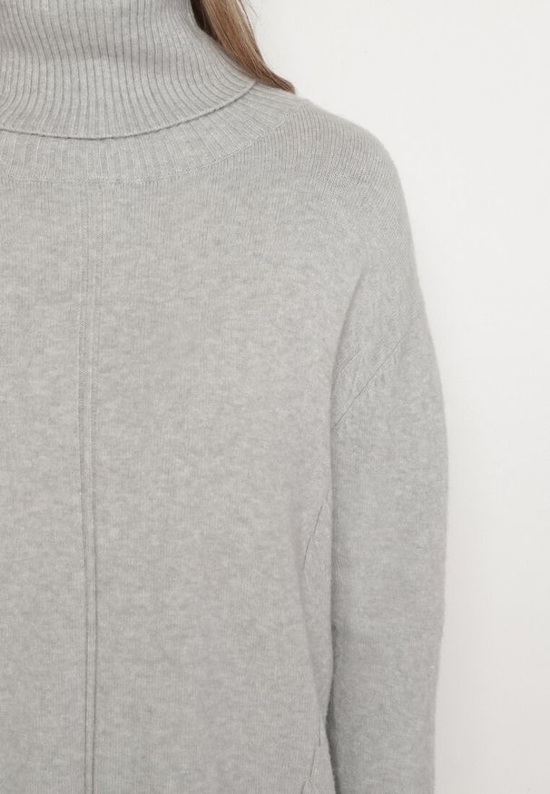 Born2be - Szary Sweter z Golfem i Dodatkiem Kaszmiru Rorizia. Okazja: na co dzień, do pracy. Typ kołnierza: golf. Kolor: szary. Długość: długie. Wzór: aplikacja. Materiał: kaszmir. Długość rękawa: długi rękaw. Sezon: zima, jesień. Styl: casual, klasyczny