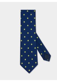 Pako Lorente - Granatowy krawat męski w żółte kwiatki P22SF-KX-018-G-0. Kolor: żółty, niebieski, wielokolorowy. Materiał: poliester. Wzór: kwiaty #1