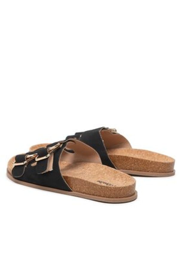 DeeZee Klapki WS280601-01 Czarny. Kolor: czarny. Materiał: skóra