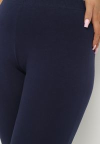 Born2be - Granatowe Legginsy z Bawełny 3/4 z Koronką Mavirene. Okazja: na co dzień. Kolekcja: plus size. Kolor: niebieski. Materiał: bawełna, koronka. Wzór: koronka. Styl: elegancki, casual #6