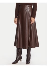Marella Spódnica z imitacji skóry Vally 2525776022 Bordowy Regular Fit. Kolor: czerwony. Materiał: skóra
