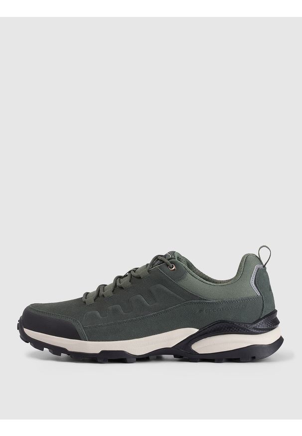 4f - 4F Niskie buty trekkingowe męskie - khaki 46. Wysokość cholewki: przed kostkę. Kolor: brązowy, wielokolorowy, oliwkowy. Materiał: zamsz. Szerokość cholewki: normalna