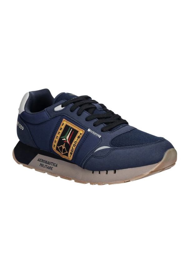 Aeronautica Militare - AERONAUTICA MILITARE Granatowe sneakersy męskie, Rozmiar 45. Okazja: na co dzień. Kolor: niebieski. Materiał: materiał