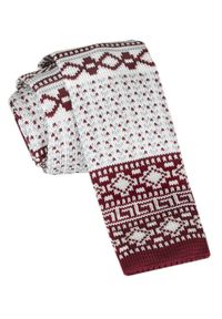 Krawat Knit (Dzianinowy) - Wzór Norweski - Świąteczny - Alties - Biało-czerwony. Kolor: czerwony. Materiał: poliester. Styl: wizytowy #1