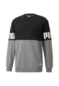 Bluza męska Puma Power Colorblock Crew szaro-czarna. Kolor: czarny