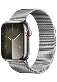 APPLE - Smartwatch Apple Watch 9 GPS+Cellular 41mm stalowy Srebrny | Srebrny bransoleta mediolańska. Rodzaj zegarka: smartwatch. Kolor: wielokolorowy, srebrny, szary. Materiał: materiał
