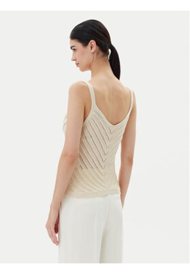 Vero Moda Top Peru 10326463 Beżowy Regular Fit. Kolor: beżowy. Materiał: bawełna
