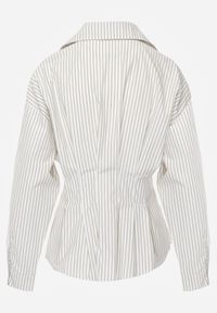 Born2be - Zielona Koszula z Bawełną o Taliowanym Kroju z Baskinką w Paski Sewsana. Okazja: na co dzień, na spotkanie biznesowe. Kolor: zielony. Materiał: bawełna. Wzór: paski. Styl: casual, biznesowy #7