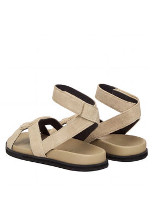 BOSS Sandały Freyah 50563358 Beżowy. Kolor: beżowy. Materiał: zamsz, skóra