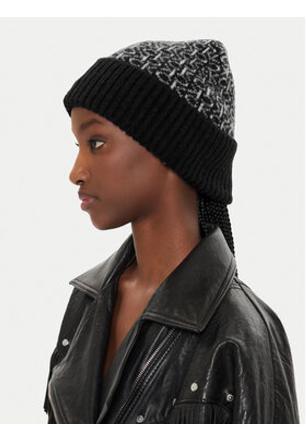 Calvin Klein Czapka Monogram Fold K60K612595 Czarny. Kolor: czarny. Materiał: wełna