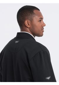 Ombre Clothing - Bluza męska rozpinana bomberka - czarna V1 OM-SSZP-22FW-011 - XL. Kolor: czarny. Materiał: bawełna, poliester #8