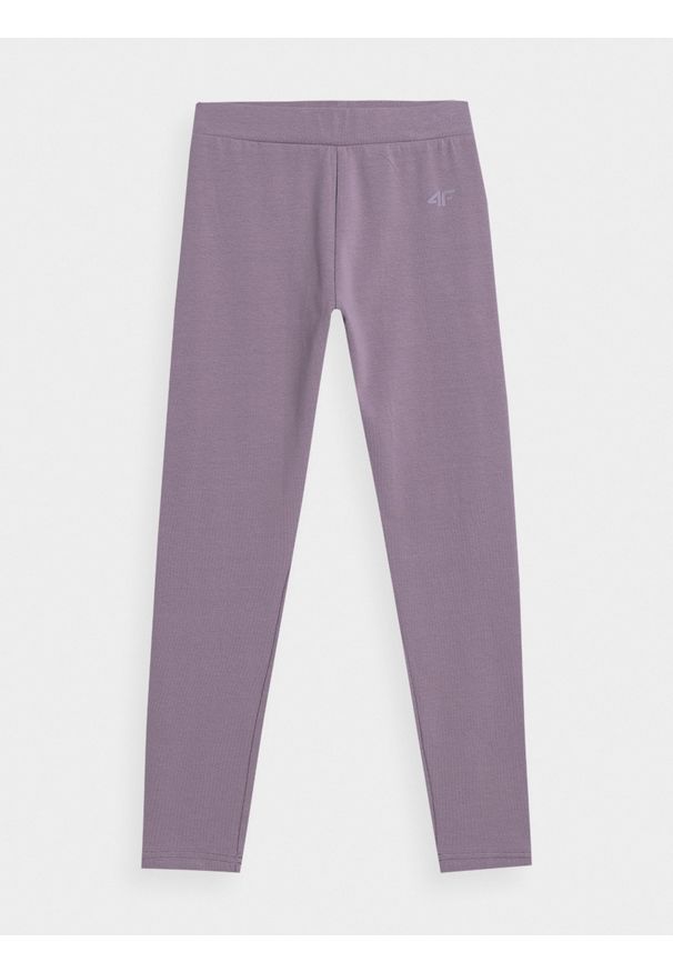 4f - Legginsy dzianinowe dziewczęce. Okazja: na co dzień. Kolor: fioletowy. Materiał: dzianina. Sezon: lato. Styl: casual