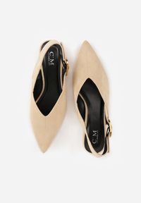 Renee - Jasnobeżowe Sandały Typu Slingback z Wyciętą Cholewką Phellilea. Zapięcie: pasek. Kolor: beżowy #3