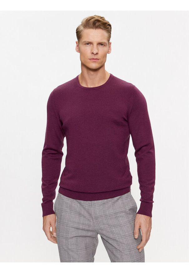 Calvin Klein Sweter Superior K10K109474 Fioletowy Regular Fit. Kolor: fioletowy. Materiał: wełna