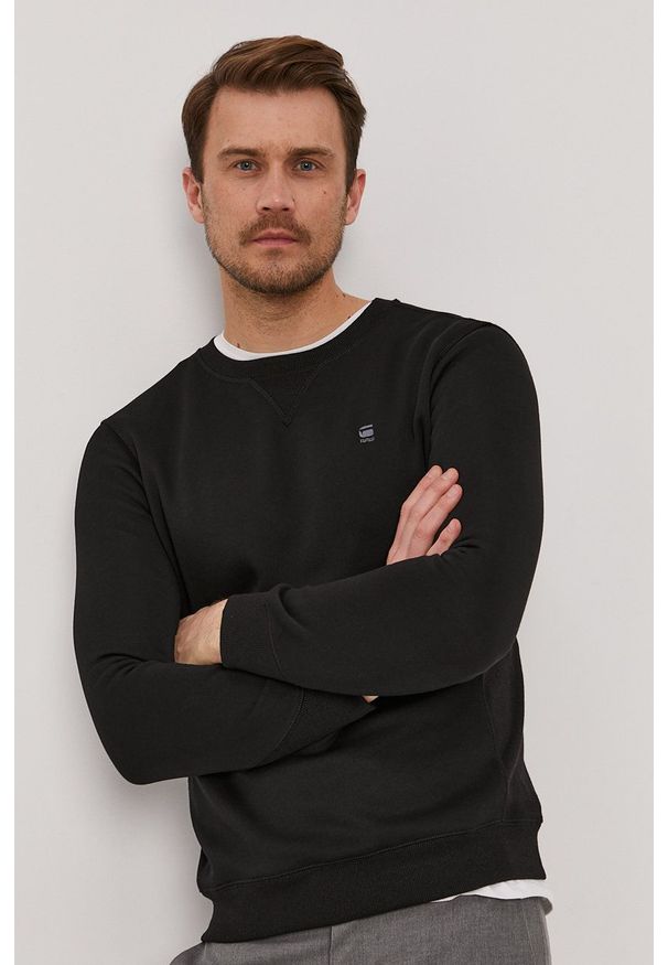 G-Star RAW - G-Star Raw bluza męska kolor czarny gładka. Okazja: na co dzień. Kolor: czarny. Materiał: poliester, dzianina. Wzór: gładki. Styl: casual
