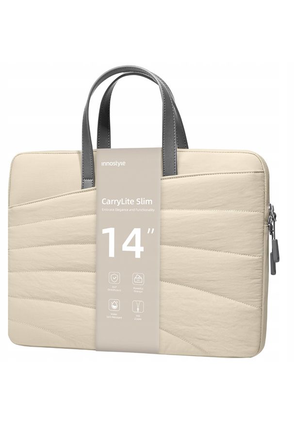 Innostyle - INNOSTYLE DAMSKA TORBA NA LAPTOPA 13 14 WODOODPORNA CARRYLITE SLIM BEŻOWA. Kolor: beżowy