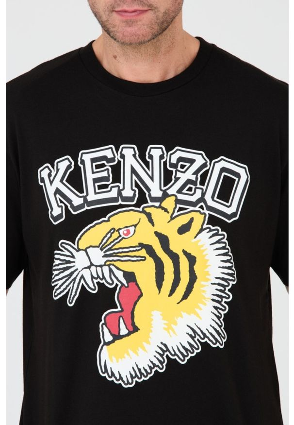 Kenzo - KENZO Czarny męski t-shirt Tiger Varsity Jungle, Rozmiar S. Kolor: czarny