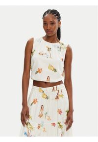 Seafolly Top Isla Palm 55396-TO Écru Regular Fit. Materiał: len, wiskoza