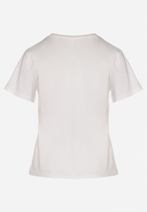 Born2be - Biały Klasyczny T-shirt z Bawełny Lorali. Okazja: na spacer, na co dzień. Kolor: biały. Materiał: bawełna. Wzór: gładki. Styl: klasyczny