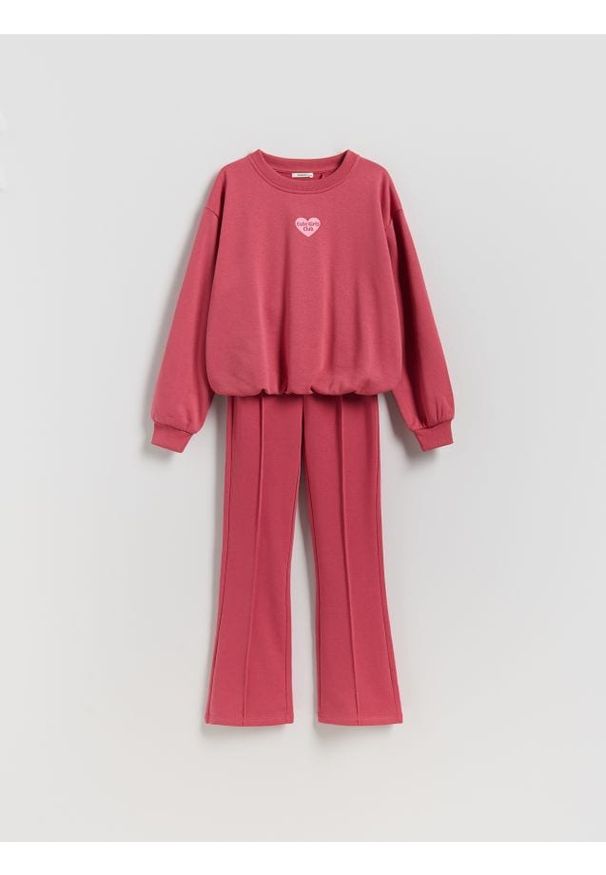 Reserved - Dzianinowy komplet z bawełną - różowy. Kolor: różowy. Materiał: dzianina, bawełna