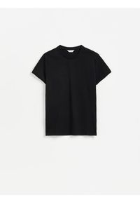 Reserved - Bawełniany t-shirt slim fit - czarny. Kolor: czarny. Materiał: bawełna