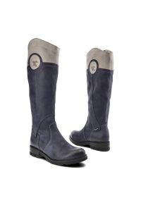 Granatowe Kozaki Karino Damskie Wygodne Obuwie. Okazja: na spacer. Kolor: niebieski. Materiał: zamsz, skóra. Sezon: jesień. Styl: elegancki #5