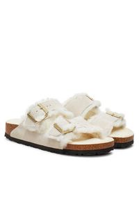 Birkenstock Klapki Arizona Shearling Leve 1026193 Biały. Kolor: biały. Materiał: skóra, zamsz