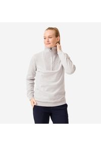 INESIS - Sweter do golfa damski wiatroszczelny MW500 z wysokim kołnierzem. Typ kołnierza: golf. Kolor: szary. Materiał: materiał, poliester, bawełna. Styl: elegancki, klasyczny, sportowy